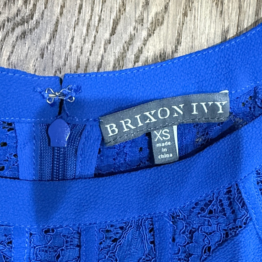 Brixon Ivy Royal Blue Lace Accent Blouse - Picture 3 of 6